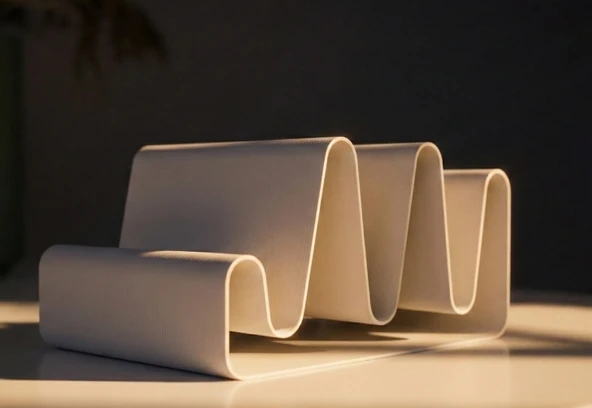 Minimalist Dalgalı Tasarım Masaüstü Organizer - 3D Yazıcı Modern Kartvizitlik ve Telefon Standı - Estetik Ofis Aksesuarı ürün görseli 1