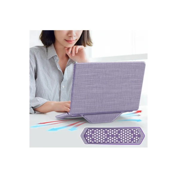 Apple Macbook Air 13.6 Macbook Kumaş Kapak - Mor - Resim 3