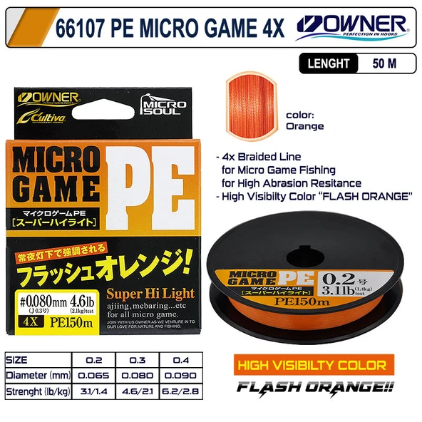 Cultiva 66107 PE Micro Game 4x İp Misina  0,08mm ürün görseli 1