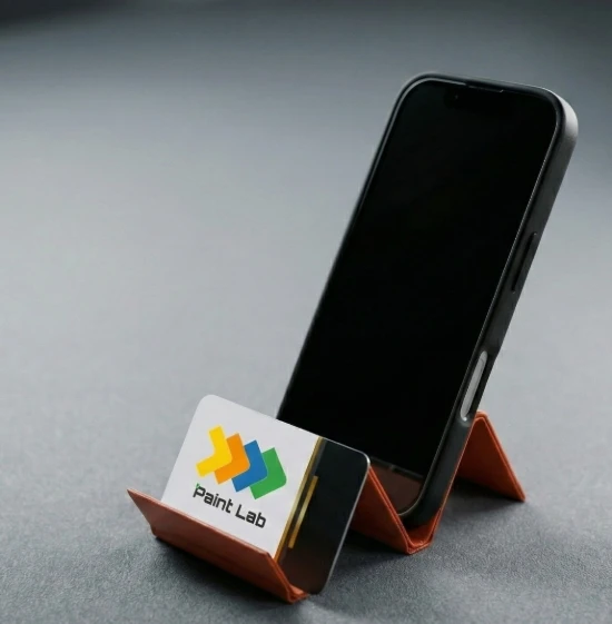 Modern Zikzak Tasarım Telefon Tutucu - 3D Yazıcı Masaüstü Kartvizitlik ve Stand - Turuncu Minimalist Ofis Aksesuarı ürün görseli 1