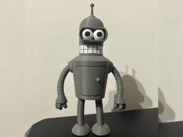 Bender Futurama Figürü - 3D Yazıcı Robot Heykelcik - Gri Animasyon Karakteri ürün görseli 1