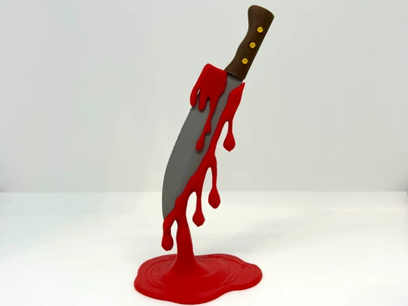 Kanlı Bıçak Biblo - 3D Yazıcı Tasarım Korku Dekoru - Slasher Temalı Masaüstü Aksesuarı ürün görseli 1