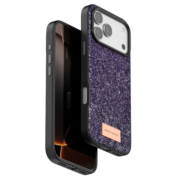 Onegif Apple İphone 17 Pro Bright Simli Kapak - Derin Mor ürün görseli 1