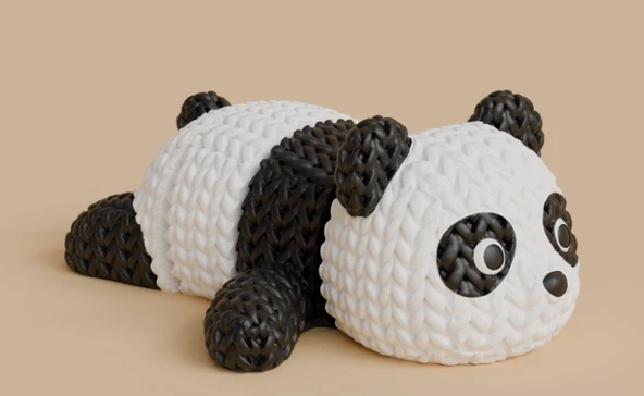 Mafsallı Örgü Dokulu Panda - Hareketli 3D Yazıcı Tasarım Fidget Figür ürün görseli 1