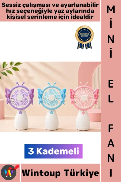 #Vantilatör Kompakt Taşınabilir Hafif Sessiz Çalışma Ev Ofis Seyahat Yaz Serinleme Sevimli Şık Tasarımlı Şarjlı 3 Kademe ürün görseli 1