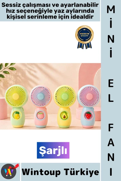 #Vantilatör Kompakt Taşınabilir Hafif Sessiz Çalışma Ev Ofis Seyahat Yaz Serinleme Sevimli Şık Meyve Detaylı Şarjlı Mini ürün görseli 1