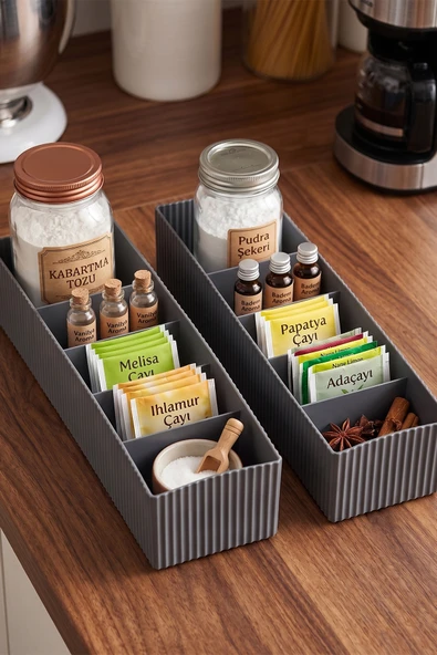 Porsima Org-16 Çekmece Içi 2li Düzenleyici Organizer Set Antrasit ürün görseli 1