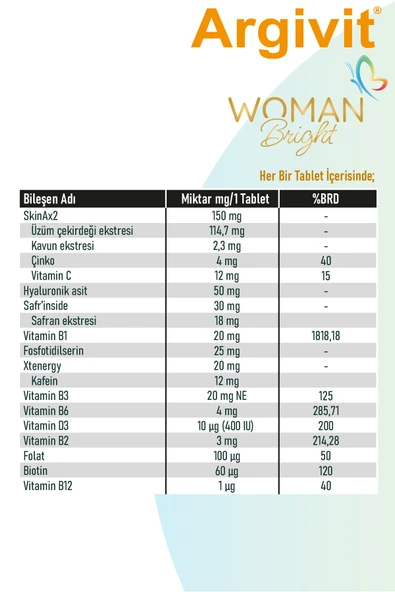 Argivit Women Bright 30 Tablet - Resim 4