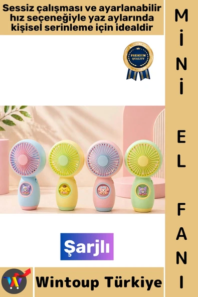 #Vantilatör Kompakt Taşınabilir Hafif Sessiz Çalışma Ev Ofis Seyahat Yaz Serinleme Sevimli Şık Anime Figür Detaylı Şarjl ürün görseli 1