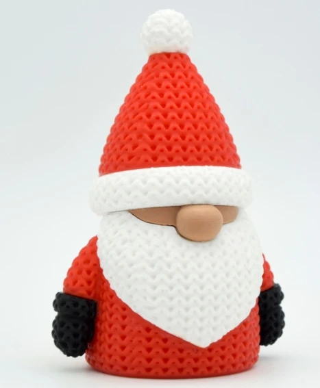 Örgü Dokulu Noel Baba Gnomu - 3D Yazıcı Tasarım Yılbaşı Cücesi Biblo ürün görseli 1