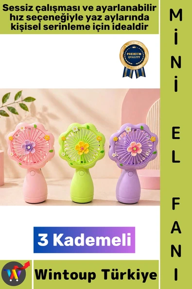 #Vantilatör Kompakt Taşınabilir Hafif Sessiz Çalışma Ev Ofis Seyahat Yaz Serinleme Sevimli Şık Renkli Çiçek Süslemeli 3 ürün görseli 1