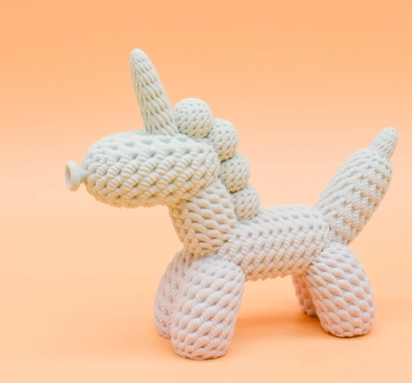 Örgü Dokulu Balon Unicorn Figürü - 3D Yazıcı Tasarım Tekboynuz Biblo - Modern Dekoratif Obje - Çocuk Odası Sanatsal Aksesuar ürün görseli 1