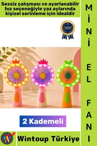 #Vantilatör Kompakt Taşınabilir Hafif Sessiz Çalışma Ev Ofis Seyahat Yaz Serinleme Sevimli Şık Tasarım Renkli Işıklı Şar ürün görseli 1