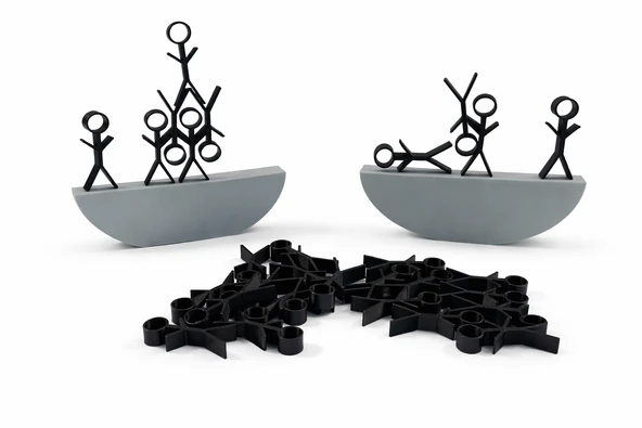 3D yazıcı ile üretilmiş figürlü denge oyunu; çocukların ve yetişkinlerin denge kurma, odaklanma ve stratejik düşünme becerilerini geliştiren eğlenceli bir masa oyunudur. ürün görseli 1