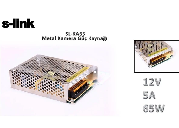 SL-KA65 12V 5A 65W Metal Kamera Güç Kaynağı