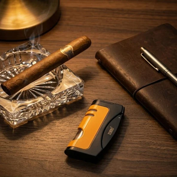 Zorro Tek Torch Sarı Puro Çakmağı - Resim 3