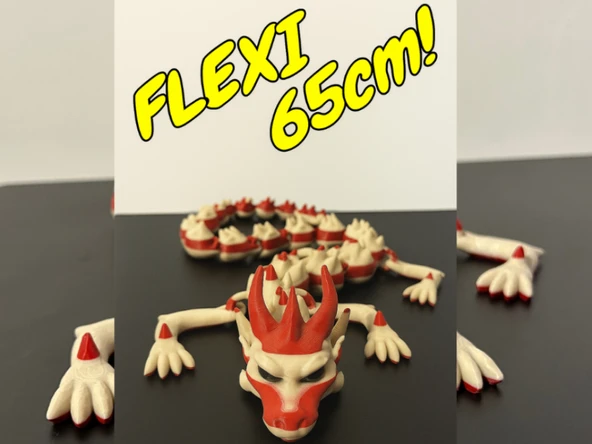 Flexi Ejderha 65 cm - 3D Yazıcı Hareketli Dev Ejderha Figürü - Articulated Dragon ürün görseli 1