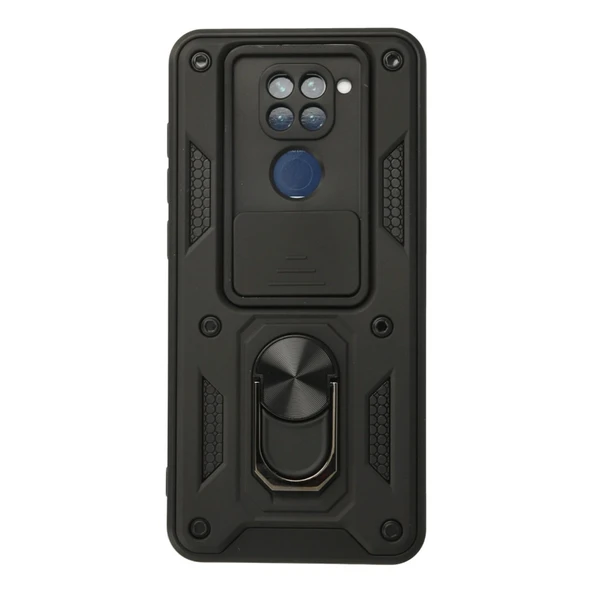 Xiaomi Redmi Note 9 Kılıf Pars Lens Yüzüklü Silikon - Siyah ürün görseli 1