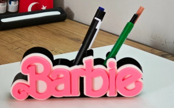 Barbie Tasarımlı Estetik Masa Üstü Kalemlik - Pembe Ofis ve Oda Organizeri ürün görseli 1