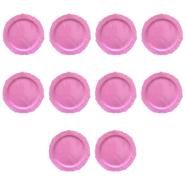 Omeyva Davet Parti Sunum Doğum Günü Pembe Renkli Sert Plastik Mika Tabak -26 Cm - 6 Adetlik 10 Paket ürün görseli 1