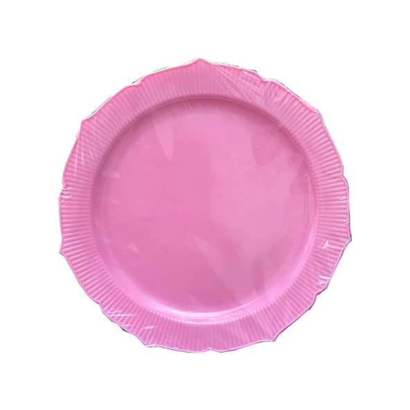 Omeyva Davet Parti Sunum Doğum Günü Pembe Renkli Sert Plastik Mika Tabak - 26 Cm. - 6 Adetlik Paket ürün görseli 1