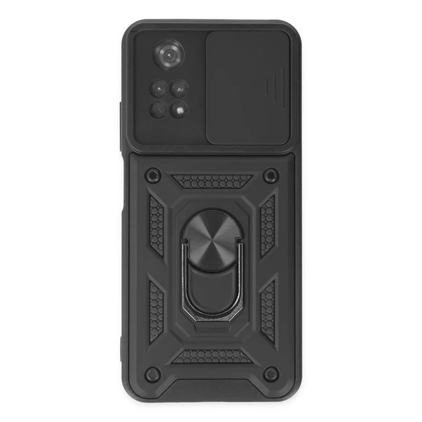 Xiaomi Poco M4 Pro 4g Kılıf Pars Lens Yüzüklü Silikon - Siyah ürün görseli 1