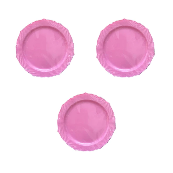 Omeyva Davet Parti Sunum Doğum Günü Pembe Renkli Sert Plastik Mika Tabak -26 Cm - 6 Adetlik 3 Paket ürün görseli 1