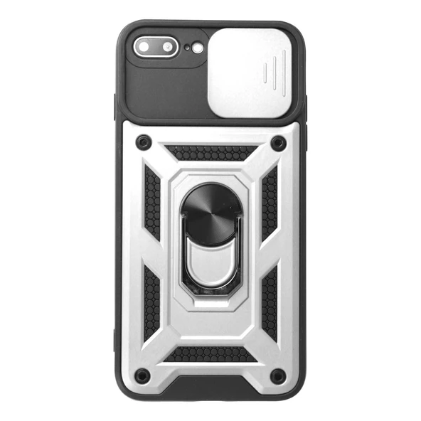 Apple İphone 7 Plus Kılıf Pars Lens Yüzüklü Silikon - Gümüş ürün görseli 1
