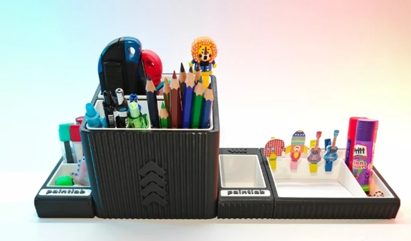 Modern Masaüstü Organizer - Çok Fonksiyonlu Ofis ve Kırtasiye Düzenleyici (Siyah/Beyaz) ürün görseli 1