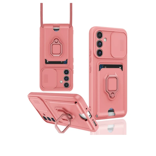 Samsung Galaxy A05s Kılıf Zuma Kartvizitli Yüzüklü Silikon - Pembe ürün görseli 1