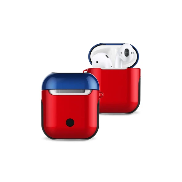 Apple Airpods 2 (2.nesil) 3in1 Kılıf - Kırmızı-lacivert ürün görseli 1