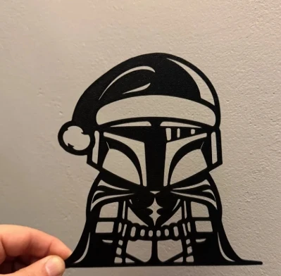 Star Wars The Mandalorian Noel Temalı Duvar Dekoru - 3D Yazıcı Baskı Dekoratif Biblo ürün görseli 1