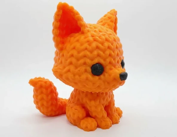 Örgü Görünümlü Tilki Figürü – 3D Baskı Sevimli Dekor ürün görseli 1