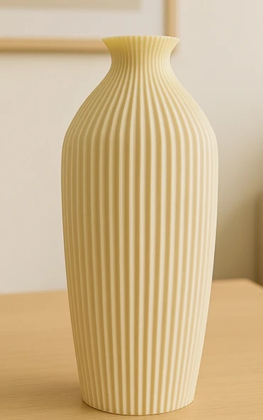 Modern Çizgili Dekoratif Vazo - Minimalist Bohem Ev Aksesuarı ürün görseli 1