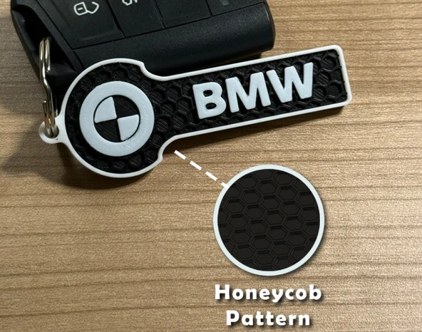 BMW Logolu Yeni Nesil Anahtarlık - 3D Yazıcı Özel Tasarım Petek Dokulu Luxe Form Premium Aksesuar ürün görseli 1