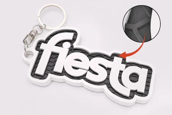 Fiesta Tasarım 3D Baskı Anahtarlık – Petek Desenli Araba Anahtarlığı, Şık Oto Aksesuar ürün görseli 1