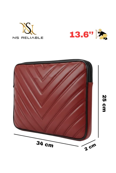 NS reliable 3-13.6 inç Macbook Air Pro Uyumlu Deri Laptop Çantası - Koruyucu Kılıf ve Laptop M2 M3- Bordo ürün görseli 1