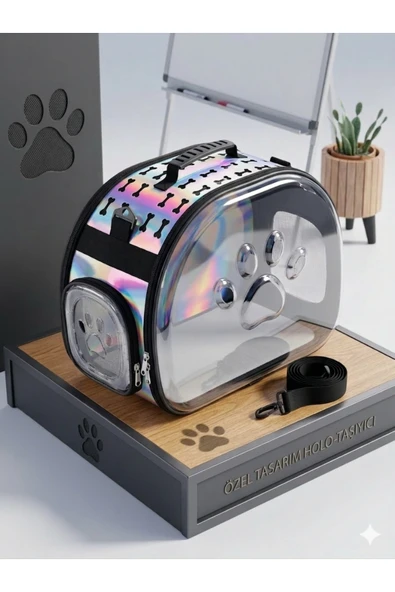 NS reliable Nesef Alabilen Katlanabilir Şeffaf Hologram Kedi Köpek Taşıma Çantası - Astronot Kapsül Model ürün görseli 1