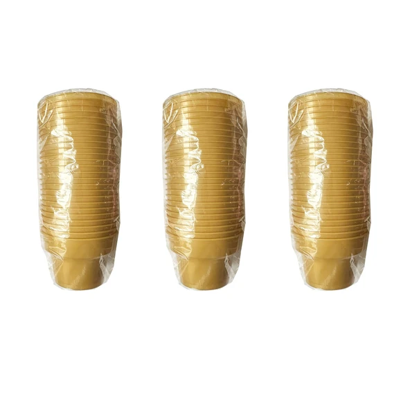 Omeyva Renkli Sert Mika Plastik Kristal Bardak - Altın - 6 Oz / 180 CC - 75 Adet ürün görseli 1