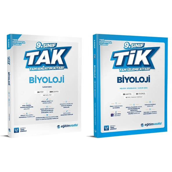 Eğitim Vadisi Yayınları Eğitim Vadisi 2025 9. Sınıf Biyoloji Tak Tam Anlatım + Tik Tam İzleme Seti 2 Kitap ürün görseli 1