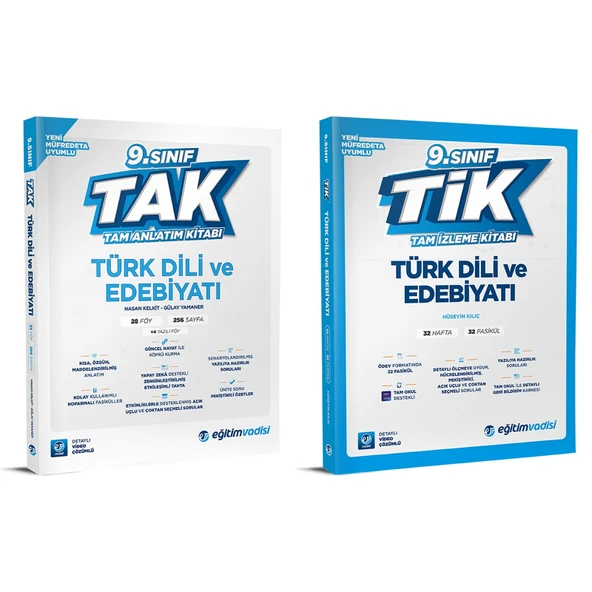 Eğitim Vadisi Yayınları Eğitim Vadisi 2025 9. Sınıf Türk Dili Ve Edebiyatı Tak Tam Anlatım + Tik Tam İzleme Seti 2 Kitap ürün görseli 1