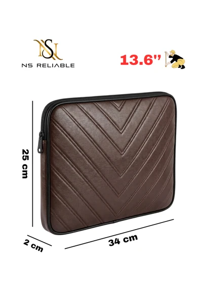 NS reliable 13-13.6 inç Macbook Air Pro Uyumlu Deri Laptop Çantası - Koruyucu Kılıf ve Laptop M2 M3- Kahve ürün görseli 1