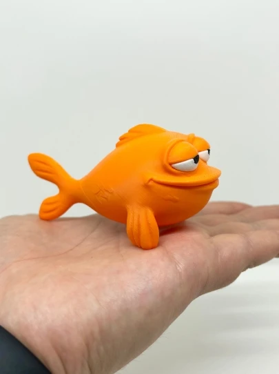Turuncu Balık Figürü - 3D Yazıcı Baskısı Sevimli Akvaryum Dostu Biblo ürün görseli 1