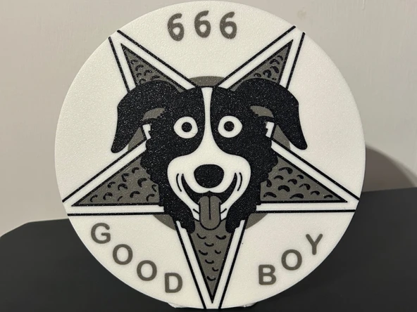 Good Boy  Duvar Plaketi - 3D Yazıcı Karanlık Mizah Dekorasyonu - Pentagram Köpek Biblo ürün görseli 1