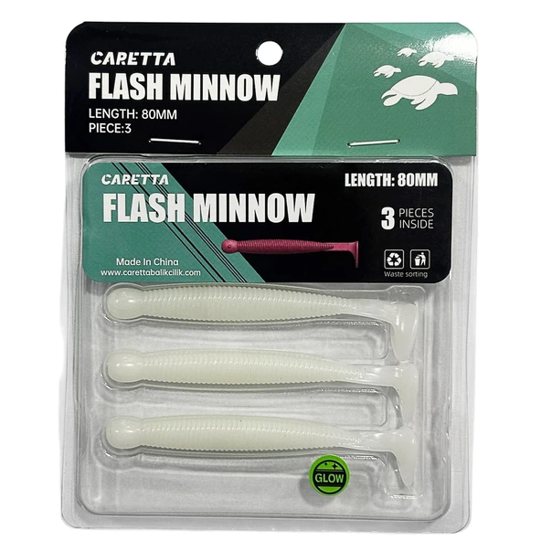 Caretta Flash Minnow 8cm 3.5gr 3 Adet Silikon Yem  White Glow ürün görseli 1