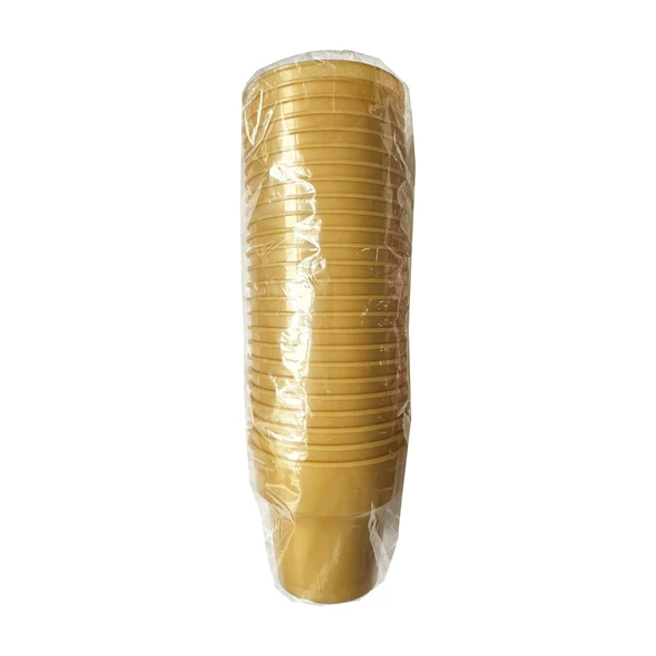 Omeyva Renkli Sert Mika Plastik Kristal Bardak - Altın - 6 Oz / 180 CC - 125 Adet ürün görseli 1