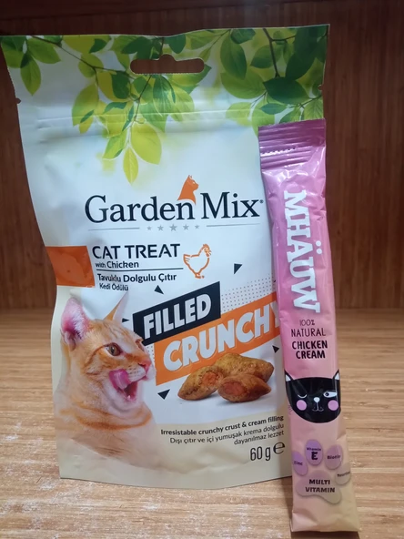 Gardenmix Tavuklu İçi Dolgulu Kedi Ödülü 60gr+5 ADET 15 GRAM TAVUKLU KEDİ ÖDÜL KREMA ürün görseli 1