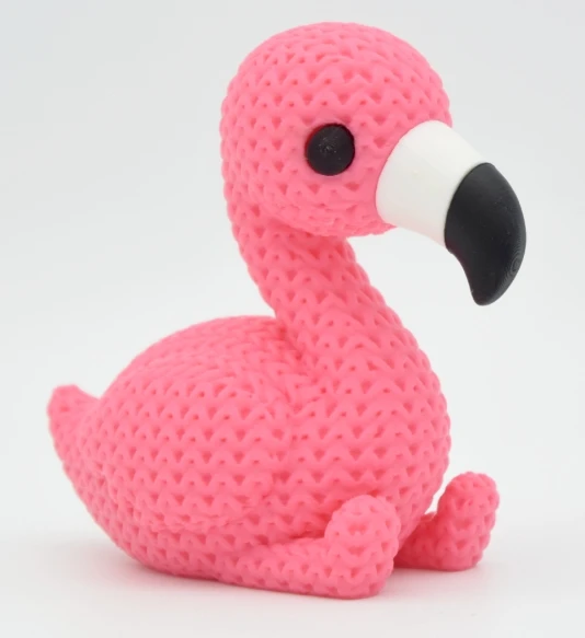 Örgü Dokulu Pembe Flamingo Figürü - 3D Yazıcı Tasarım Tropikal Biblo ürün görseli 1
