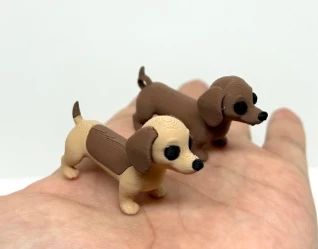 Mini Sosis Köpek Biblo Seti - 2 li Dachshund Figürü - 3D Yazıcı Dekoratif Köpekçik ürün görseli 1