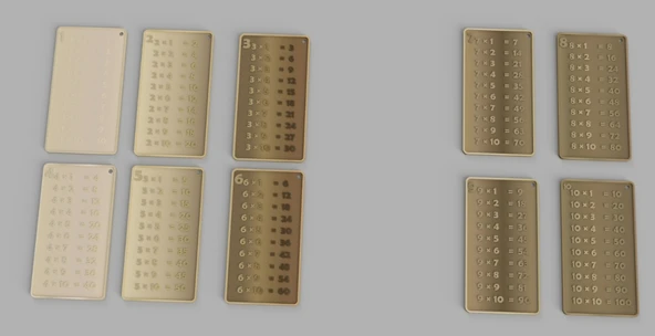 3D Baskı Eğitici Çarpım Tablosu Kartları Seti – İlkokul Matematik Öğrenme Materyali ürün görseli 1